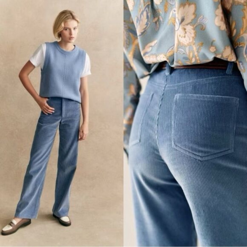 Sezane Blue Corduroy Trousers